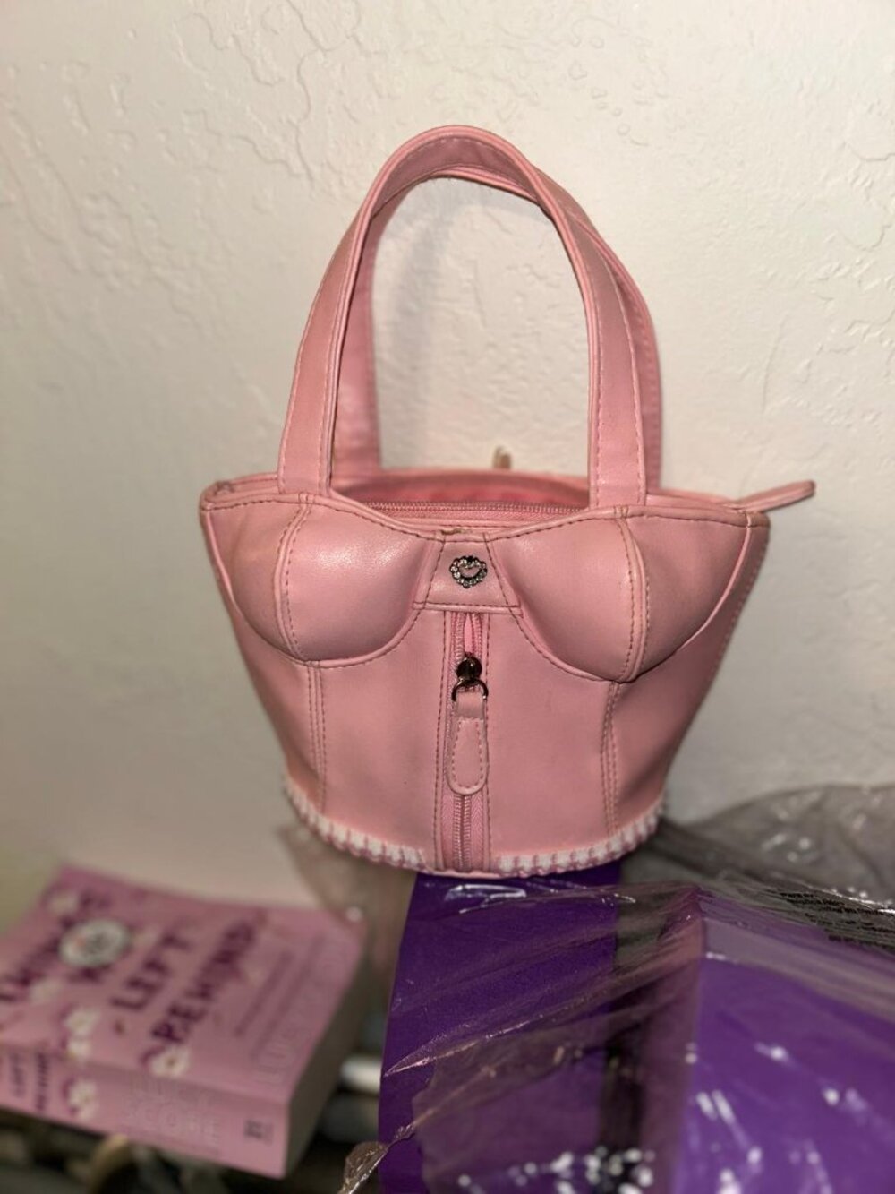 Baby Pink Corset Bra Purse - Small size 5x10 - Pre-owned